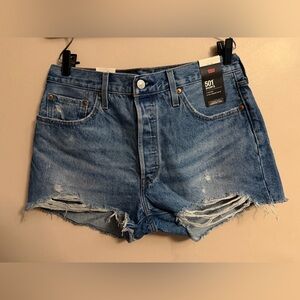 Levi's Women's Dark Blue Denim Cutoff Shorts